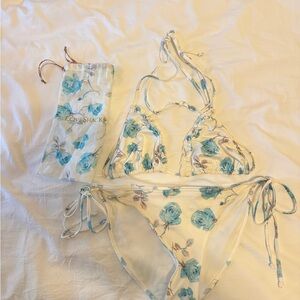 LoveShackFancy Blue Floral Bikini Set